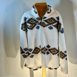 Warm&Cozy Sherpa Cream Tribal Print